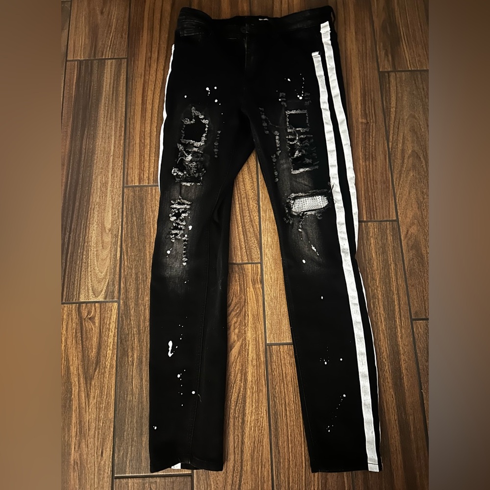 Black and White Denim Jeans
